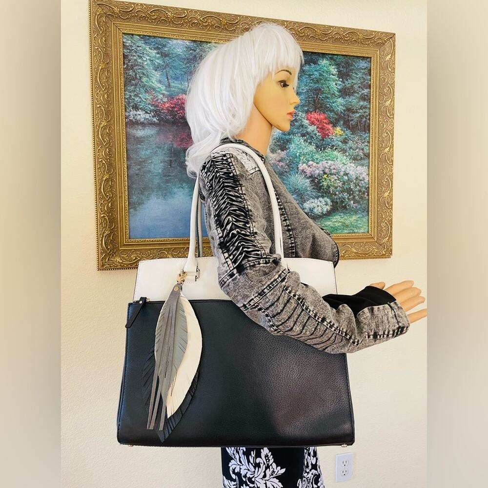 KATE SPADE Elegant Large Black and White Handbag TOTE shoulder bag - Picture 3 of 9